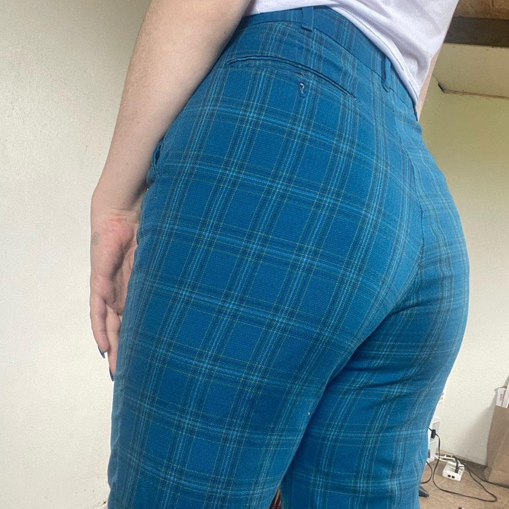 High Waisted Vintage Blue Plaid Pants 💙